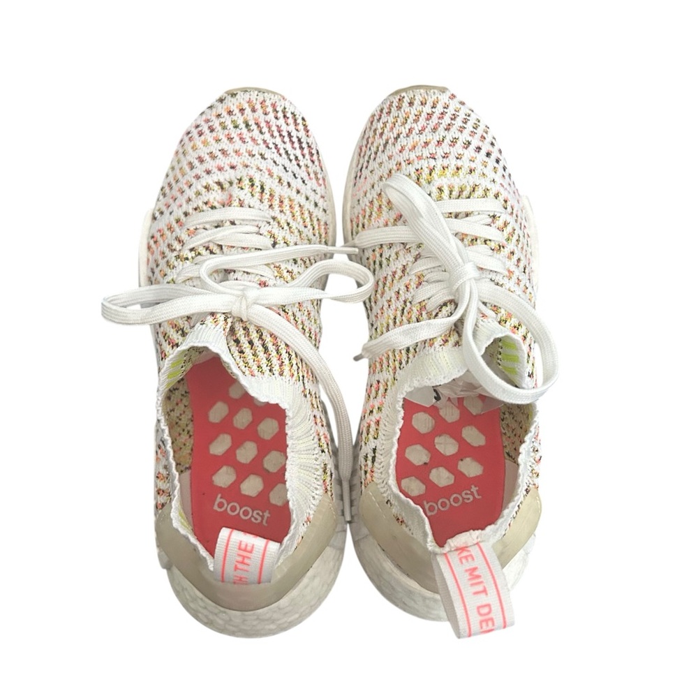 Adidas Women’s NMD R1 Primeknit B43838 White Multicolor Sneakers Size 8 - Picture 8 of 13